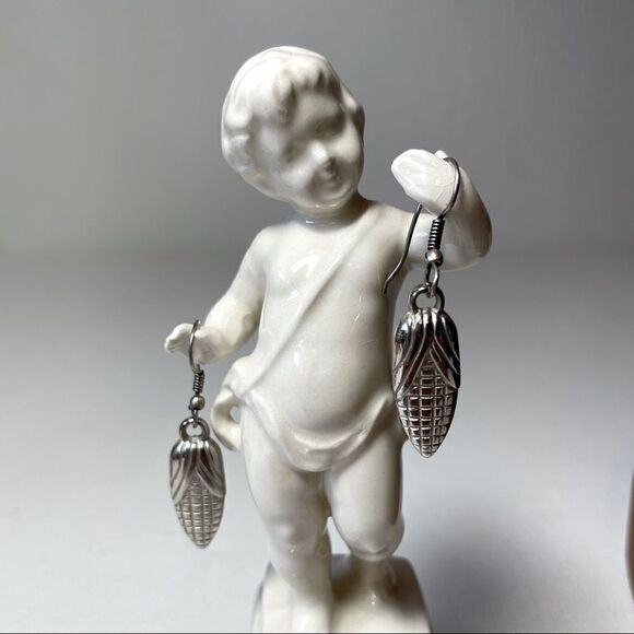 Silver corn earrings  - Picture 1 of 3